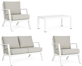 Bielá hliníková záhradná lounge súprava pre 4 Harley – Bizzotto