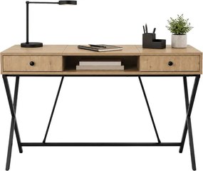 Kancelársky industriálny stôl CROSSLINE dub Artisan / čierne nohy