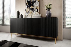 Komoda Nicole 200 cm - čierny mat / zlatá