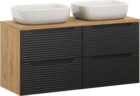 Comad Kúpeľňová skrinka s doskovými umývadlami set Luxor Black 120 čierna/dub olejovaný