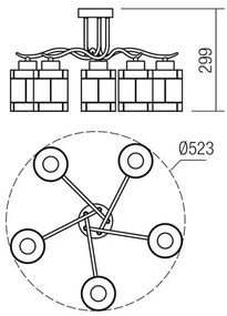 Redo 02-888 - Prisadený luster DEKOR 5xE27/42W/230V pr. 52,3 cm bronz