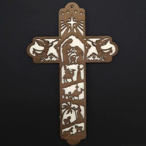 AMADEA Drevený kríž s motívom betlehema 25 cm
