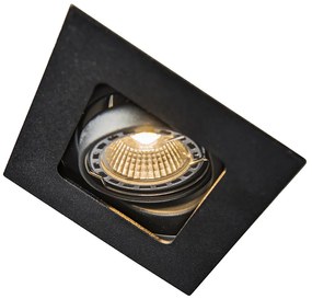 Sada 6 štvorcových zapustených bodových svetiel čierna nastaviteľná - Artemis