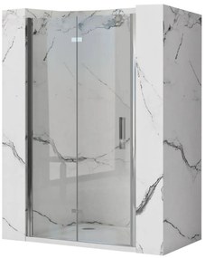 Rea Molier, skladacie sprchové dvere 90x190cm, 6mm číre sklo, chrómový profil + bočný magnetický profil, KPL-K8539
