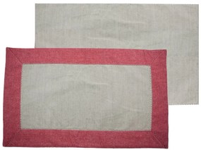 HOME ELEMENTS Prestieranie s obrubou, recyklovaná bavlna, 30 x 50 cm, béžová + červená