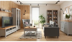 Komoda BRW Salga 3 (arktická sivá + dub artisan) . Vlastná spoľahlivá doprava až k Vám domov. 1098467