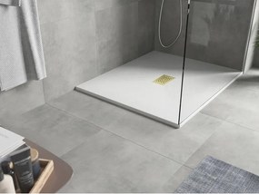Mexen Hugo, obdĺžniková sprchová vanička SMC 120 x 100 cm, biela, zlatá krytka, 42101012-G