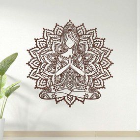 SENTOP | Drevená mandala joga žena – 3D obraz na stenu do obývačky | SENTOP PR0511
