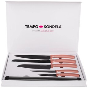 TEMPO-KONDELA-LONAN, sada nožov s magnetickým držiakom, 6 ks, rose gold
