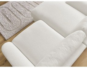 Biela rohová pohovka z textílie buklé (ľavý roh/s leňoškou) Leonore – Bobochic Paris