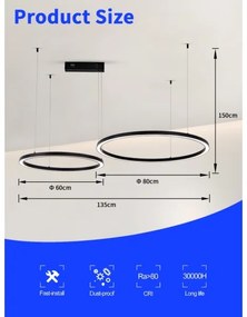 Immax NEO 07216L - LED Stmievateľný luster FINO 93W/230V 60/80cm čierna Tuya+DO