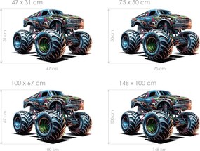 Monster truck 03 textilní prelepiteľná nálepka na stenu hárok 47 x 31 cm
