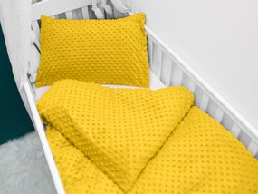 Biante Detské posteľné obliečky do postieľky Minky 3D bodky MKP-026 Horčicové Do postieľky 90x130 a 40x60 cm