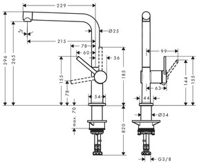 Hansgrohe M54, drezová batéria Talis, kartáčovaný čierny chróm, HAN-72840340