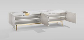 TV stolek Stilig ST320 200 cm ecru/zlatý/mramor