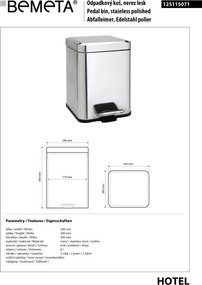 Bemeta Design Odpadkový kôš, 6 l, nerez, lesk - 125115071