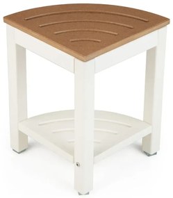 Rohová sprchová stolička Vodotesná kúpeľňová opierka na nohy s policou Biela