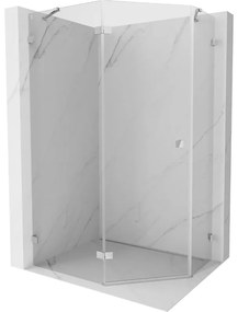 Mexen Lunar, Päťuholníkový sprchový kút Mexen Lunar s výklopným ľavým oknom 100 x 80 cm, 8mm číre sklo, chrómový profil, 831-100L-080P-01-00-L