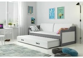 Detská posteľ alebo gauč s výsuvnou posteľou DAVID 200x90 cm Sivá Biela