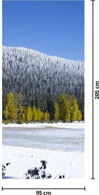 Fototapeta na dvere - Zasnežené hory v zime (95x205cm)