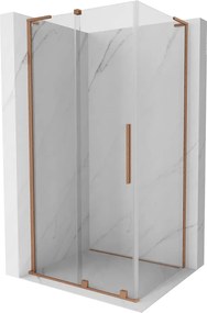 Mexen Velar L, sprchový kút s posuvnými dverami 100 x 70 cm, 8mm číre sklo, medená matná, 871-100-070-03-65
