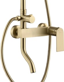 Rea Storm, sprchová-vaňová súprava dažďovou hlavovou a ručnou sprchovou hlavicou, zlatá matná, REA-P9535