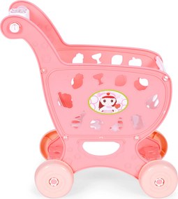 Detský nákupný vozík hračka s 18 doplnkami, ružový – supermarket, pre deti 3+