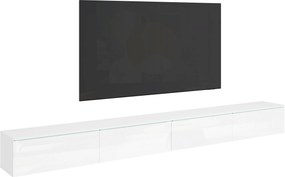 XXXLutz NÍZKÁ KOMODA 2x150 cm, biela, biela s vysokým leskom, 300/32/33 cm P & B - TV nábytok - 002778009801