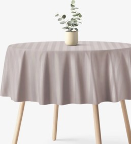 Goldea okrúhly damaškový obrus - sivohnedé prúžky so saténovým leskom Ø 180 cm