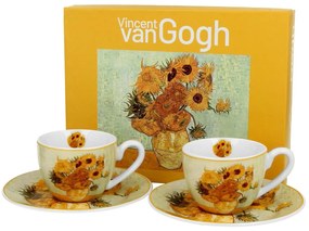 Porcelánová šálka s podšálkou Van Gogh Sunflowers 90 ml sada 2ks