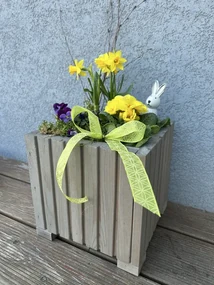 Štvorcový drevený truhlík s plastovou vložkou - sivý, 25x25x25