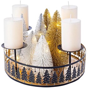 Weltbild Kovový adventný svietnik so sviečkami Golden Forest