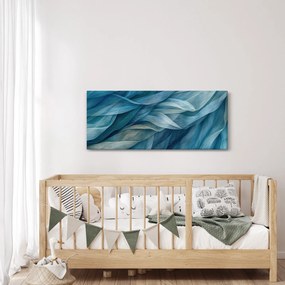 Obraz - Modrobiele vlnky (120x50 cm)