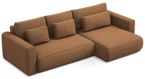 Terakotová rozkladacia/s úložným priestorom rohová pohovka (pravý roh/s leňoškou) Kapua – Makamii