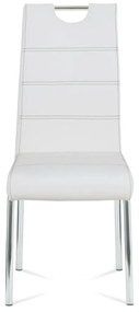 Autronic -  Jedálenská stolička HC-484 WT, poťah biela ekokoža, čierne prešitie