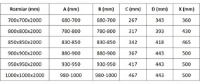 Mexen Exo, posuvný štvorcový sprchový kút 100 x 100 cm, číre sklo, zlatá, 8111-100-100-50-00
