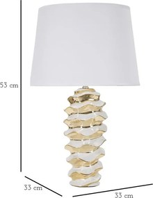 Biela/v zlatej farbe keramická stolová lampa s textilným tienidlom (výška 53 cm) Glam Space – Mauro Ferretti