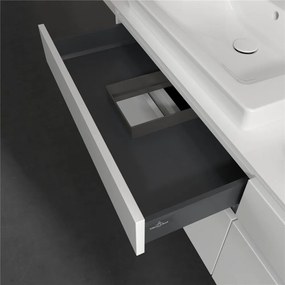 VILLEROY &amp; BOCH Legato závesná skrinka pod dve umývadlá, 4 zásuvky, 1600 x 500 x 550 mm, Glossy White, B69300DH