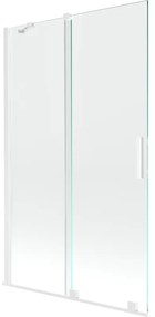 Mexen Velar, 2-krídlová posuvná vaňová zástena 110 x 150 cm, 8mm číre sklo, biela, 896-110-000-01-20