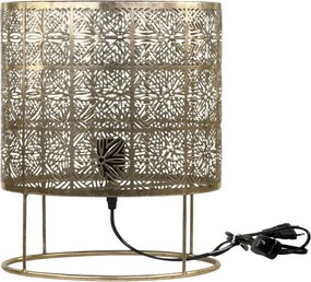 Mosadzná antik kovová stolná lampa so vzorom Tappie - 30*36 cm/ E27/ 40W