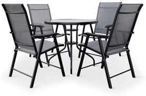 Záhradný jedálenský set Capri 80 cm + 4x kovová stolička Solano