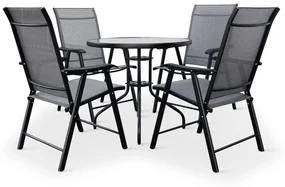 Záhradný jedálenský set Capri 80 cm + 4x kovová stolička Solano