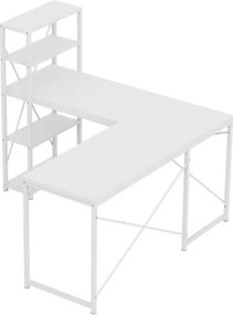 Rohový pracovný stôl s policami Leader 5.9 biely