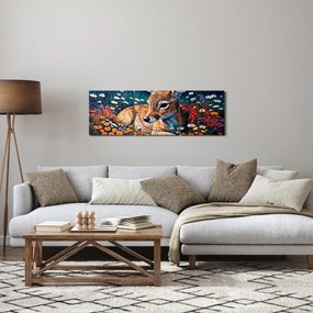 Obraz - Maľované srne (s hodinami) (90x30 cm)