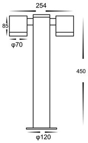 Exteriérová lampa, 2x čierne hliníkové tienidlo