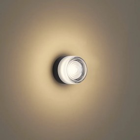 Dizajnové nástenné svietidlo čierne s opálovým sklom IP44 - Michele