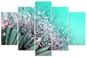 Gario Obraz na plátne Tyrkysové púpavy - 5 dielny Rozmery: 150 x 100 cm