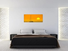 Obraz - Loďka uprostred mora (120x50 cm)