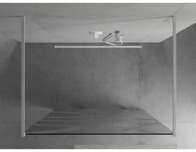 Mexen Kioto, priechodná sprchová zástena 120 x 200 cm, 8mm sklo číre/biely vzor, 2x biela stabilizačná rozpera, 800-120-002-20-97