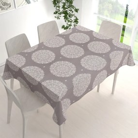 Biante Bavlnený obdĺžnikový obrus Sandra SA-547 Krémové mandaly na béžovosivom 140x200 cm